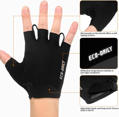 Miniatura 4 de Guantes de ciclismo para hombres y mujeres, guantes acolchados para bicicleta de montaña, guantes ligeros de medio dedo, antideslizantes, absorben