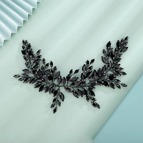 Miniatura 6 de Kercisbeauty Diadema de cristal azul con diamantes de imitación para boda, pieza de pelo plateado para mujeres y niñas, joyería para el cabello