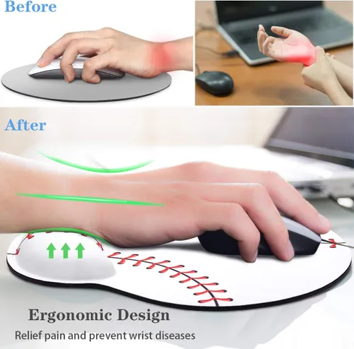 Miniatura 3 de Alfombrilla de mouse con soporte de muñeca, alfombrilla de mouse para hombre, base de goma antideslizante, alfombrilla de mouse para escritorio