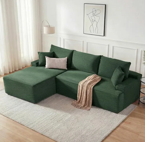 Miniatura 38 de Mangodan Sofá seccional Cloud, sofá deshuesado para sala de estar, sofá modular con asiento profundo, cómodo sofá esponjoso en forma de L con diván