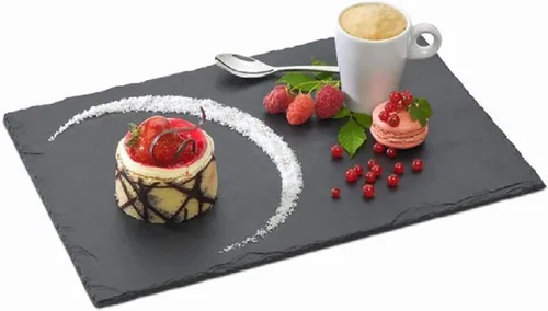 Miniatura 6 de MONKEY SUN Paquete de 6 tablas de queso de pizarra negra de 10 x 6 con borde natural para cocina, comedor, fiesta, platos de piedra de charcutería