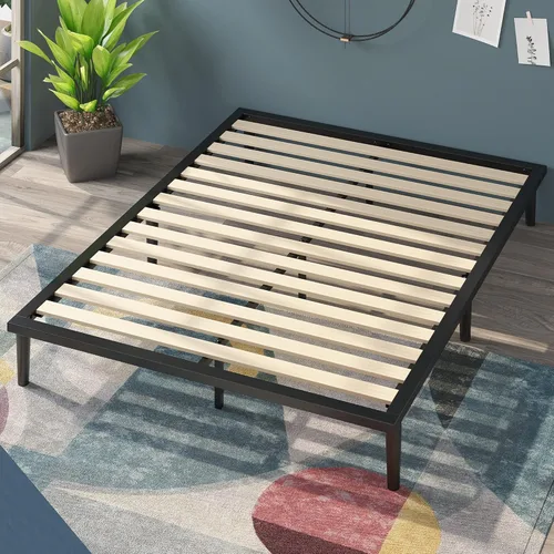 Miniatura 3 de Zinus Parker - Cama de plataforma con patas cónicas, soporte de listones de madera, no necesita somier, fácil montaje, tamaño matrimonial