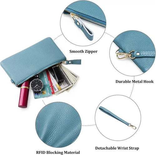 Miniatura 4 de Bolso de mano de piel delgada con bloqueo RFID para mujer