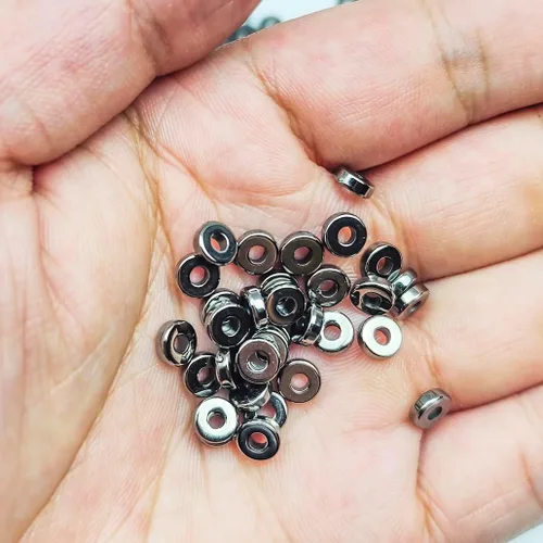 Miniatura 3 de 1200 cuentas espaciadoras redondas de disco plano negro pistola de 0.236 pulgadas (0.236 in) para pulseras, collares, joyas, manualidades