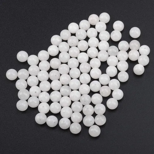 Miniatura 4 de LPBeads 100 piezas de cuentas sueltas de jade blanco natural pulido de 8 mm y redondo con cordón elástico para hacer joyas y pulseras Jade blanco