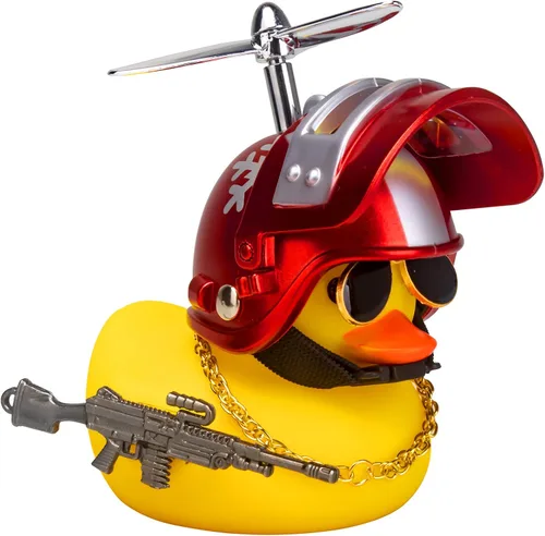 Miniatura 21 de wonuu Adornos de pato de goma para automóvil, pato amarillo fresco, decoraciones de tablero de automóvil, gafas chirriantes de pato con casco de Y