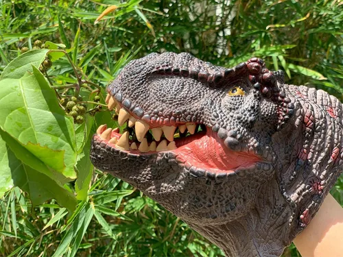 Miniatura 6 de Gemini&Genius Juguetes de dinosaurio Tyrannosaurus Rex marionetas de mano grandes de goma suave T-Rex cabeza de mano marioneta de mano juguetes