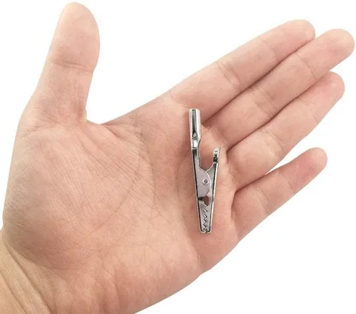 Miniatura 2 de 25 unidades de pinzas de cocodrilo de metal de 51 mm, pinzas de resorte para línea de prueba, pinzas de cocodrilo de tono plateado, pinzas