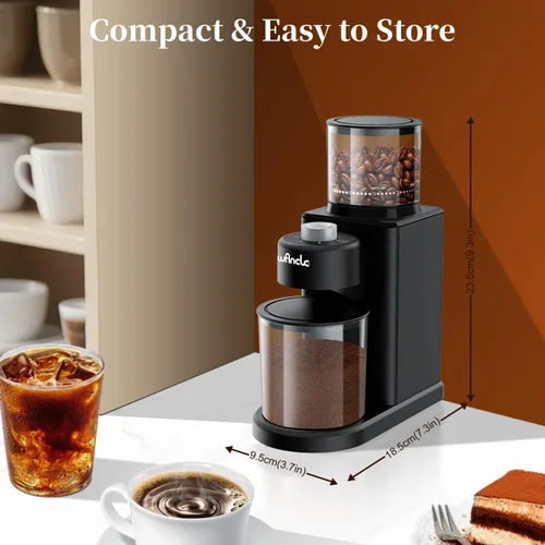 Miniatura 6 de Wancle Molinillo de café cónico eléctrico – Molinillo de café automático compacto de 200 W con 25 ajustes ajustables, molinillo de café expreso
