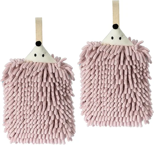 Miniatura 11 de Paquete de 2 toallas de mano de chenilla de animales lindos, toalla de mano con lazo de bola mullida, toallas de mano colgantes para baño, cocina