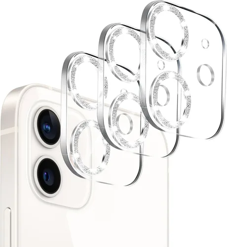 Miniatura 40 de Paquete de 3. Protector de lente de cámara Dengduoduo para iPhone 11 y iPhone 12 Mini, Glitter Bling Sparkle Ultra HD, vidrio templado, dureza 9H