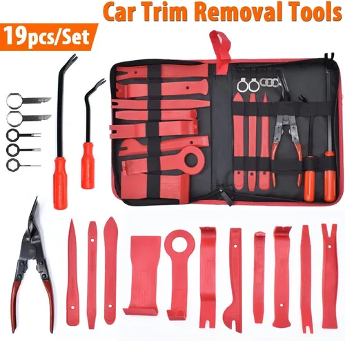 Miniatura 6 de Herramienta de extracción de molduras de 19 piezas, juego de herramientas de reparación de alicates de clips automáticos, kit de reparación