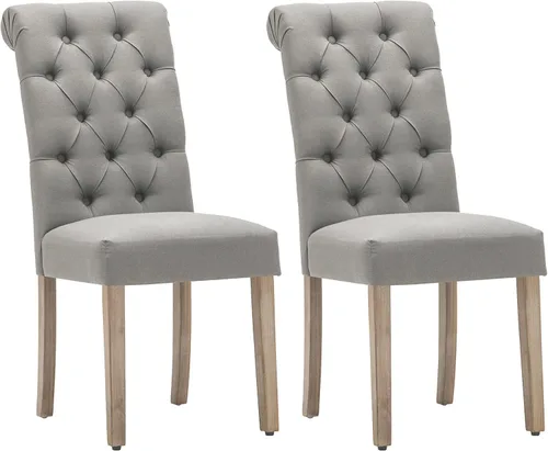 AC Pacific Natalie - Sillas de comedor copetudas, contemporáneas tapizadas para el hogar, cocina, asiento Parson sin brazos con parte superior