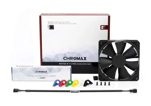 Miniatura 2 de Noctua NF-F12 PWM chromax.Black.swap, ventilador silencioso premium, 4 pines (4.724 in, negro)