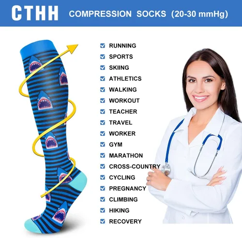Miniatura 4 de CTHH 57 pares de calcetines de compresión para la circulación de mujeres y hombres, el mejor apoyo para correr, atletismo, enfermería, viajes