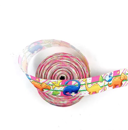Miniatura 2 de Heyiwell Cinta de grogrén con estampado de dinosaurio multicolor de 10 yardas para regalos, lazos para el cabello, manualidades de bricolaje