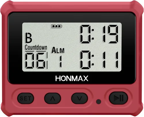 Miniatura 8 de Temporizador de intervalo digital, cronómetro con luz de fondo, reloj recargable USB-C, rojo