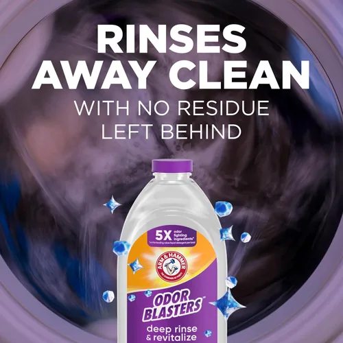 Miniatura 9 de ARM & HAMMER Odor Blasters Enjuague Profundo y Revitalizante para Telas, Aditivo para Lavandería, Elimina Sudor y Olores a Humedad, Aroma Fresh