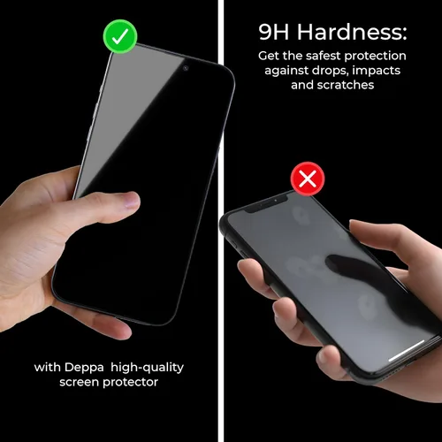 Miniatura 6 de Deppa Protector de pantalla de privacidad premium para iPhone 15 Pro (6.1 pies), vidrio templado de borde a borde, cubierta completa con bandeja