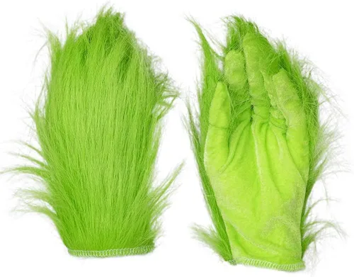 Miniatura 3 de WPOZD Guantes de felpa verde de Navidad, guantes verdes accesorios de juego de rol
