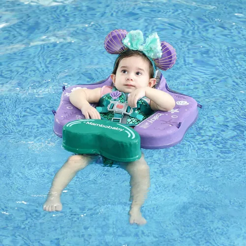 Miniatura 7 de Mambobaby - Flotador con cola y toldo para bebé, anillo de natación para cintura infantil, entrenador de natación y flotador no inflable con correa