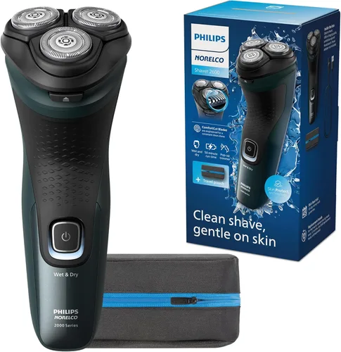 Philips Norelco Shaver 2600 Series, afeitadora eléctrica en seco y húmedo, recortadora emergente, tapa P, bolsa de viaje, verde bosque oscuro,