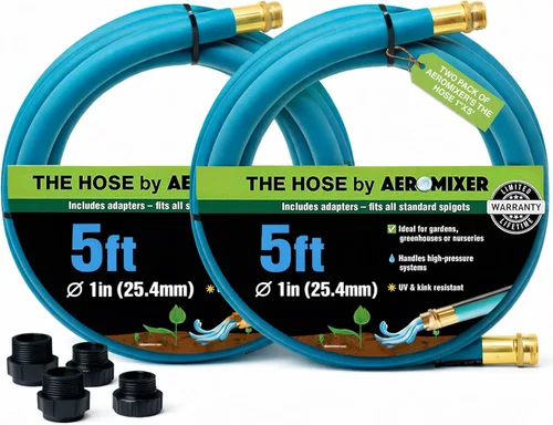 Miniatura 31 de Aeromixer THE HOSE - Manguera de jardín de 1 pulgada de 15 pies con juego de adaptadores para espitas de 3/4, mangueras de jardín comerciales sin