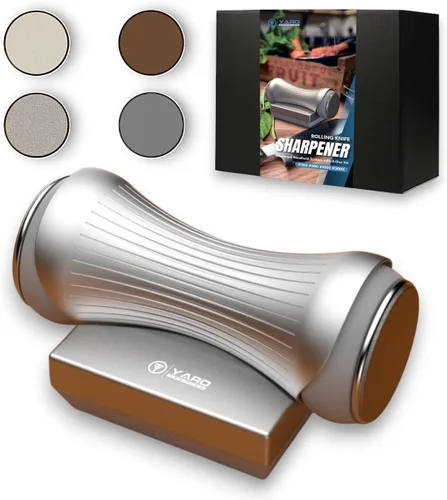 YARO Best - Afilador de cuchillos para cocina y chef, sistema profesional de afilado de cuchillos, kit de afilador de cuchillos de aluminio, rodillo
