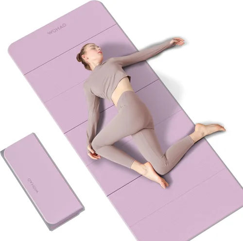 Estera de Yoga de 7 Pliegues 177.8x61 cm - 1.27 cm de Grosor Estera de Ejercicio Plegable, Compacta Antideslizante de TPE para Viaje, Púrpura Taro +