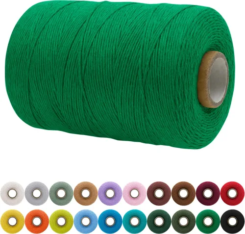 Miniatura 50 de JeogYong Cordón de macramé de un solo hilo 2mm x 164 yardas (492 pies) Cuerda de algodón suave, hilo de macramé 2 mm, suministros de macramé