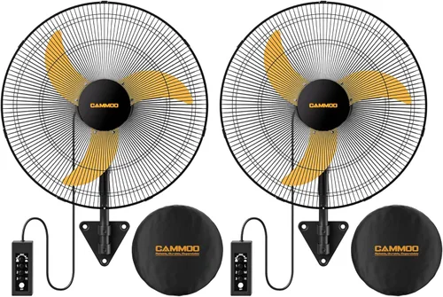 CAMMOO Ventilador oscilante de montaje en pared de 20 pulgadas, control remoto con cable extendido de 3.3 pies y cable de alimentación de 6.6 pies,