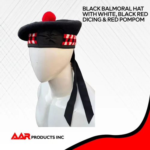 Miniatura 14 de AAR Gorros Glengarry Balmoral Kilt Scottish para hombre en dados y lisos 100% lana Piper 52-62