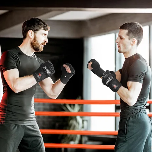 Miniatura 5 de Xinluying Guantes MMA Saco de Boxeo Entrenamiento Artes Marciales Sparring Grappling Kickboxing Muay Thai Guantes de Boxeo, Almohadillas de Nudillos