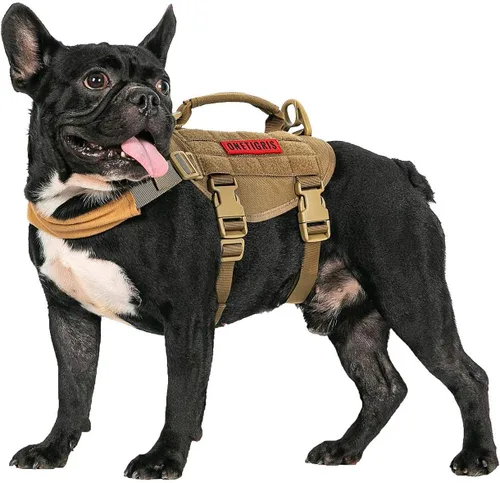 Miniatura 8 de Arnés táctico para perro, chaleco Milltary con mango vertical duradero para perros XXS Marrón