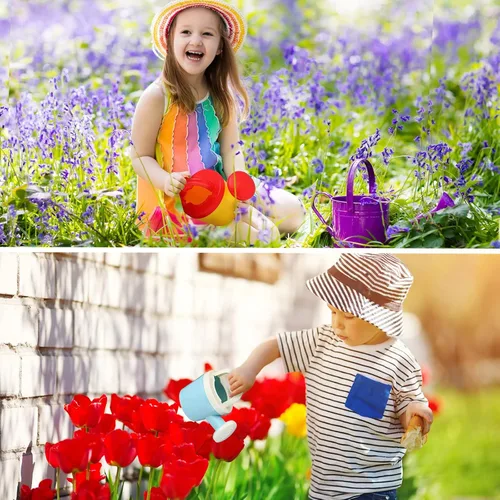 Miniatura 5 de Sosation Regadera de 12 piezas para niños, cubos de baño, juguetes de arena, pequeña regadera de plástico con asas para niños, herramientas