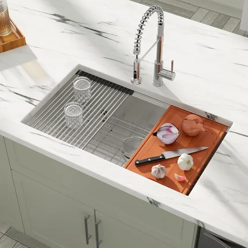 Miniatura 9 de Dcolora DC-U7703 - Fregadero de cocina de montaje inferior de 27 pulgadas, de acero inoxidable 304 calibre 16, fregadero grande para debajo