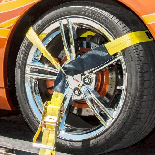 Miniatura 5 de VULCAN Correas para automóvil, ganchos trenzados, estilo lazo, 2 x 96 pulgadas, paquete de 4 unidades, amarillo clásico, carga de trabajo segura