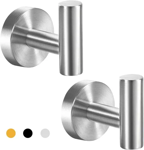 Miniatura 15 de Vuzvuv Ganchos adhesivos para toallas de acero inoxidable SUS304 de níquel cepillado, resistentes al agua, gancho autoadhesivo para bata de baño