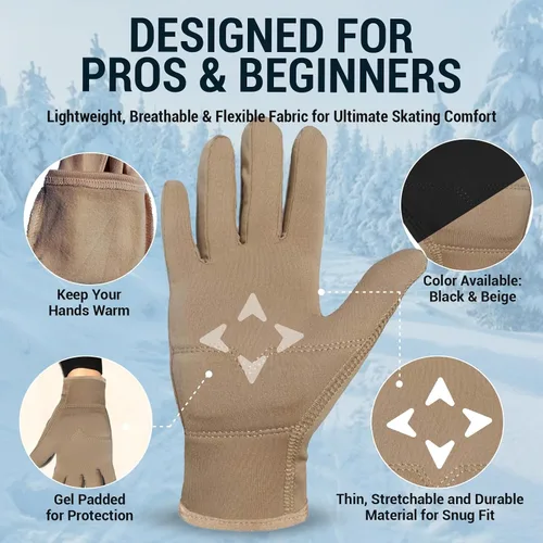 Miniatura 3 de Kami-So Figure Skating Gloves for Competition & Practice Skate Training Gloves with Gel Wrist Support & Protective Padding Thermal Skating