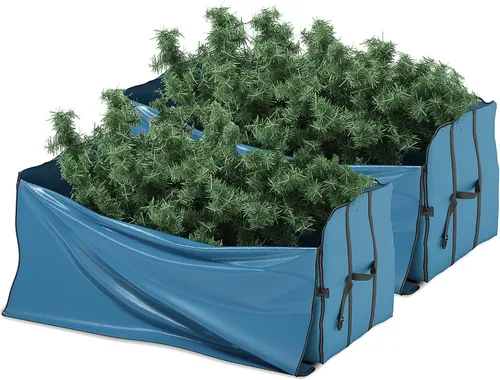 Hearth & Harbor Paquete de 2 bolsas de almacenamiento para árbol de Navidad de 9 pies para vacaciones, caja de almacenamiento impermeable para árbol