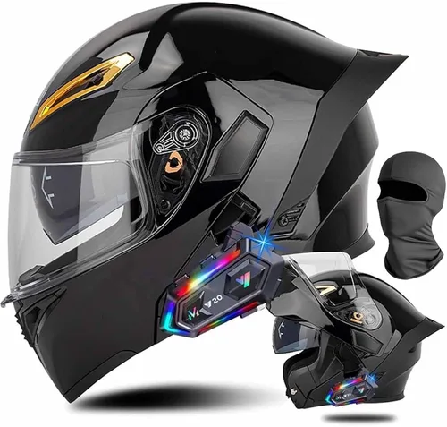 Miniatura 22 de Cascos de motocicleta modulares con Bluetooth de doble visera, aprobados por DOT FMVSS 218, casco de motocicleta abatible de cara completa