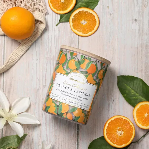 Miniatura 5 de Vela de cítricos, velas perfumadas de naranja y lavanda, velas de verano para el hogar y la cocina, vela perfumada de cera de soja, 10 onzas Pomelo