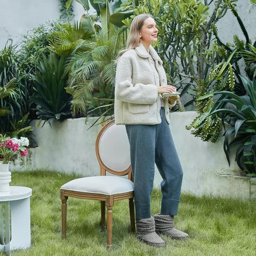 Miniatura 2 de HomeTop Pantuflas para botas de mujer con espuma viscoelástica cálida, para interiores y exteriores, con suela de goma