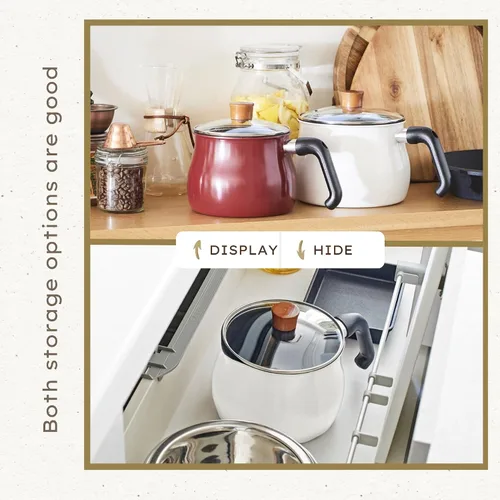 Miniatura 6 de Olla instantánea pequeña "ToMay dolce" elegante blanco de 6.3 pulgadas (6.3 in) 3.2 cuartos de galón para 1-2 tazas mini lindo arroz y ramen olla