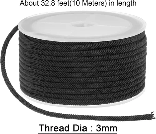 Miniatura 2 de HARFINGTON Cordón de cuentas de nailon de 0.118 in x 32.8 pies para hacer pulseras, color negro