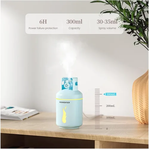 Miniatura 6 de TTPP Humidificador 3 en 1 con luz nocturna pequeño ventilador 10.1 fl oz portátil mini coche USB humidificador para el hogar coche dormitorio Azul