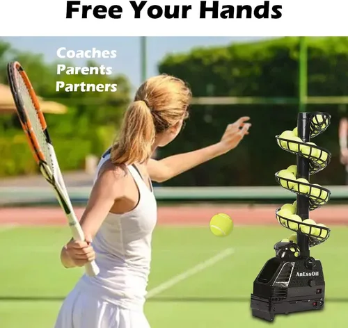 Miniatura 4 de Máquina de pelotas de tenis, lanzador de pelotas de tenis ajustable y portátil con lanzador de bolas de oscilación, máquina de servir de tenis