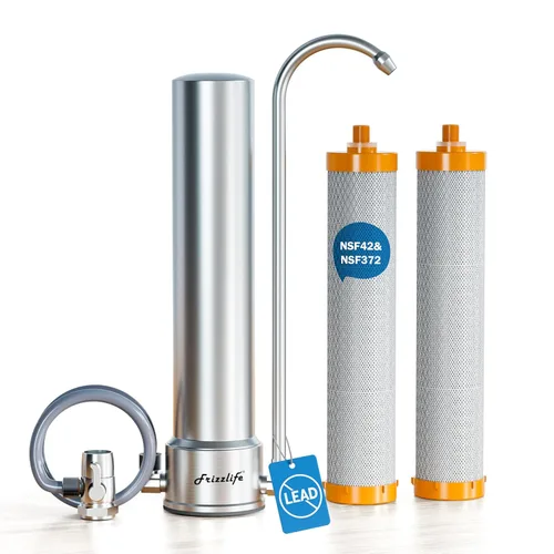 Miniatura 10 de Frizzlife Sistema de filtro de agua de encimera SS99, filtro de agua de acero inoxidable de 6 etapas certificado NSF 42 y 372 para grifo