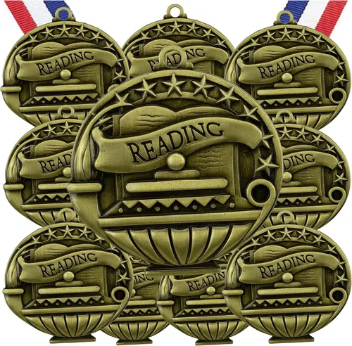 Miniatura 24 de Express Medals Pack of 10 (or More) Engraved Scholastic Academic Award Medals with RWB Neck Ribbons