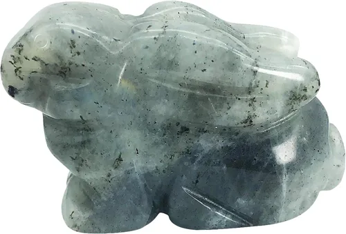 Miniatura 4 de Estatua de conejo sentado de piedra de sangre natural de África de 2 pulgadas, escultura decorativa de Fengshui para decoración del hogar, cristal